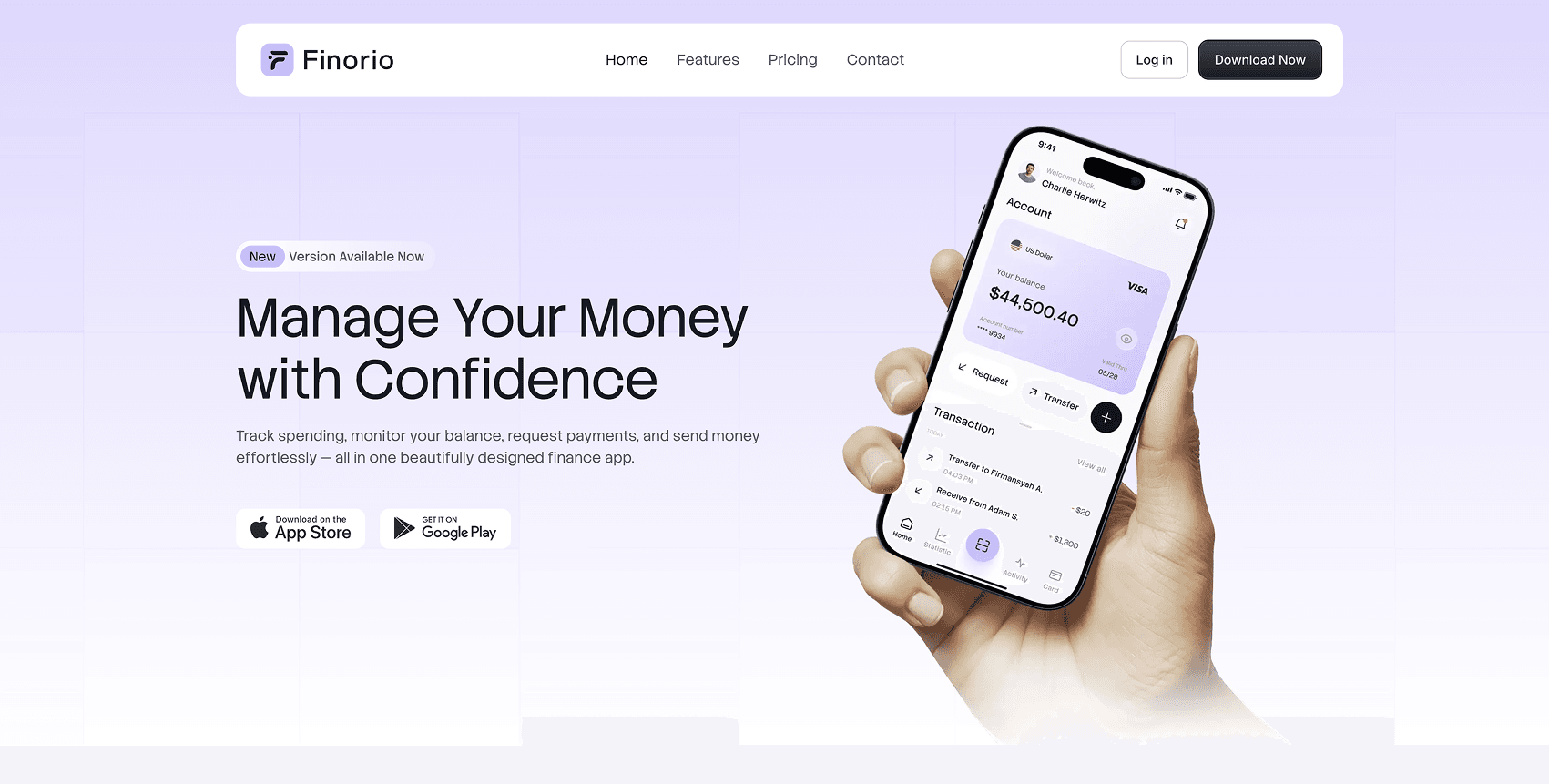 Finorio - Next.js Fintech, Finance and Digital Wallet Template