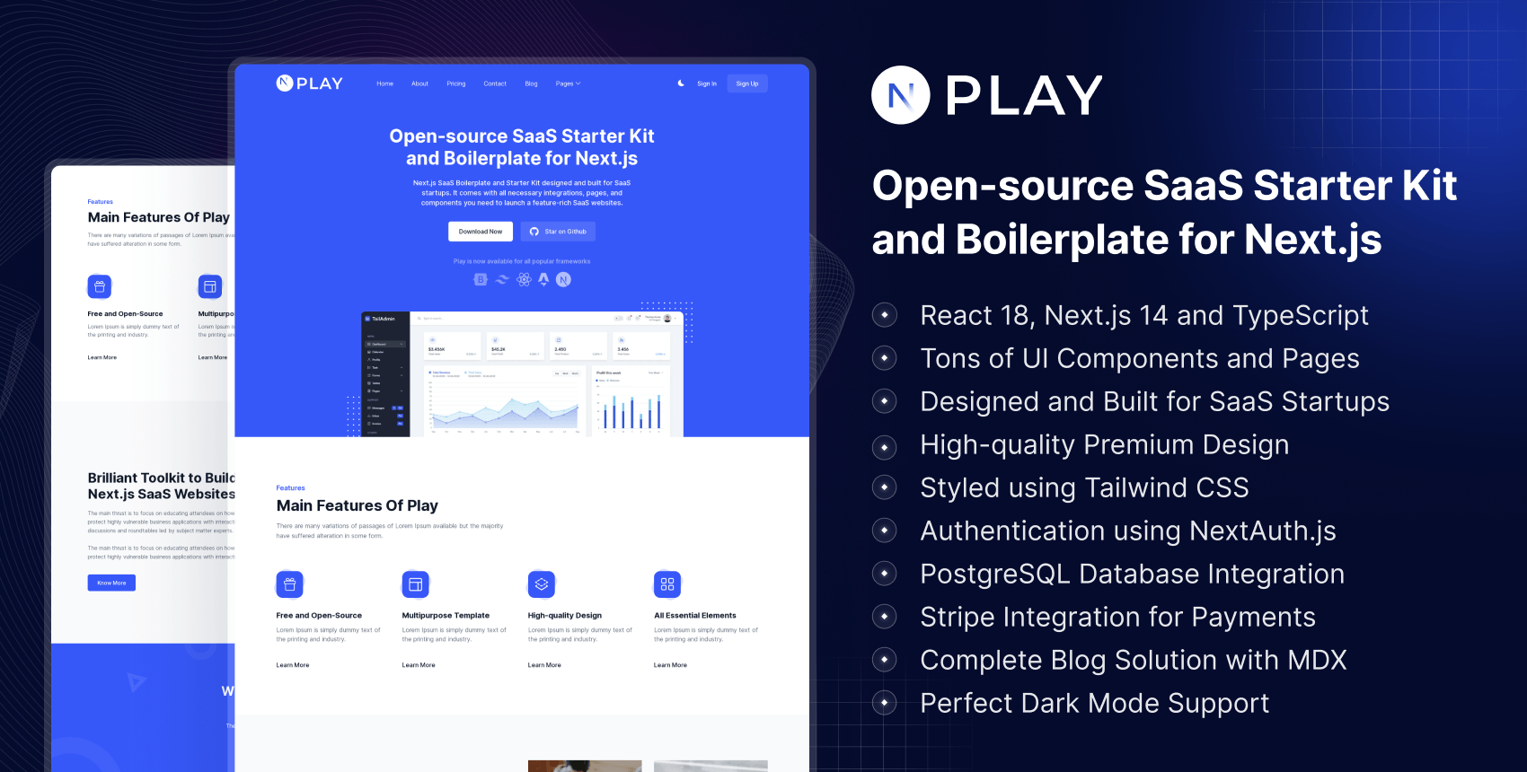 Play Free SaaS Boilerplate and Starter Kit for Next.js Next.js